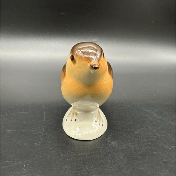 Vintage Lomonosov Robin Figurine USSR Tan Orange Brown Porcelain Bird Decor - Picture 3 of 10